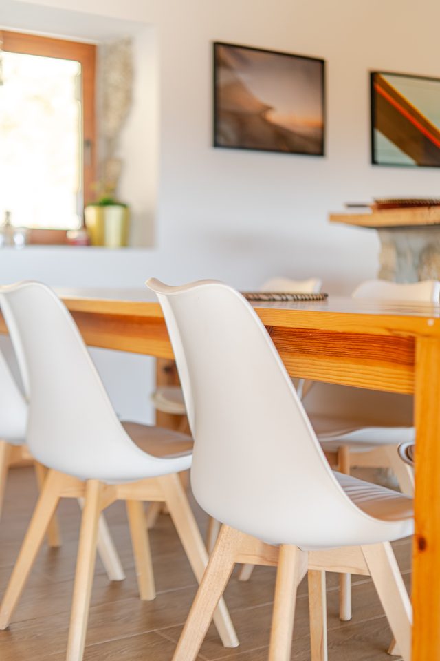Modern indoor dining area at Casa do Sol villa, Northern Portugal