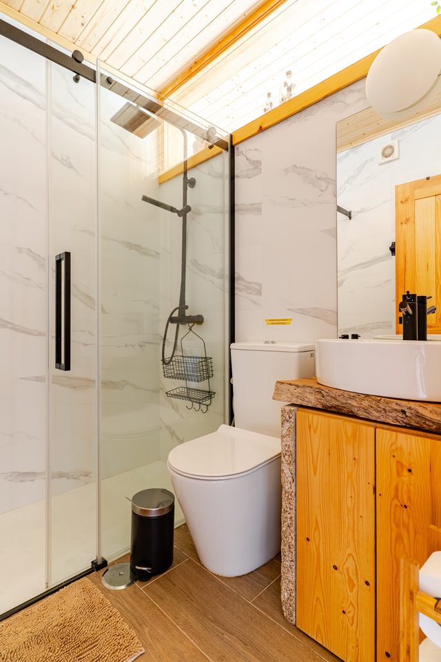 Contemporary en-suite bathroom at Casa do Sol villa, Northern Portugal